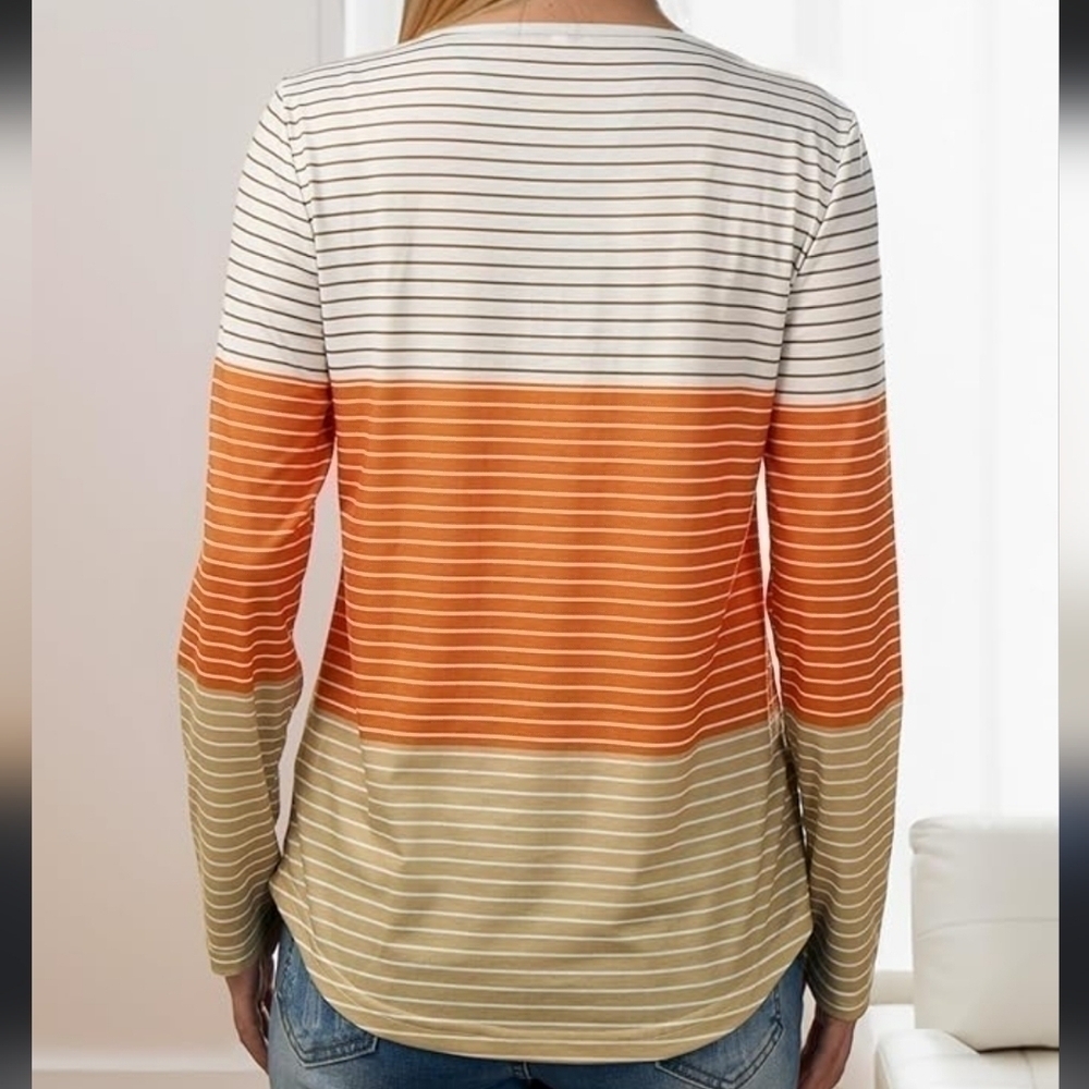 2for$10 sleeve Vneck Shirt Size Medium Casual Fall Autum - Picture 2 of 9
